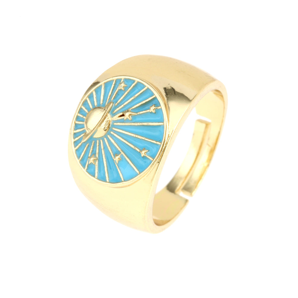 Wholesale IG Style Simple Style Commute Galaxy Copper Enamel 18K Gold Plated Open Rings