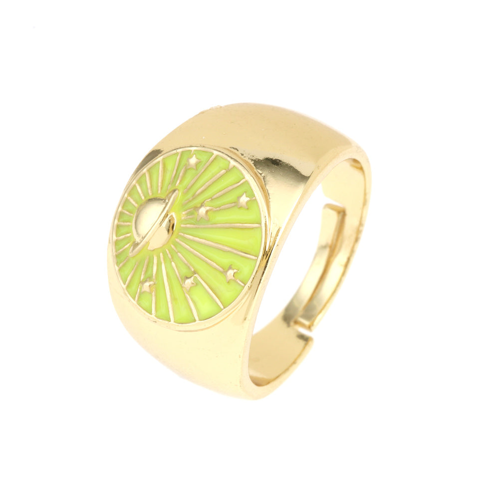 Wholesale IG Style Simple Style Commute Galaxy Copper Enamel 18K Gold Plated Open Rings