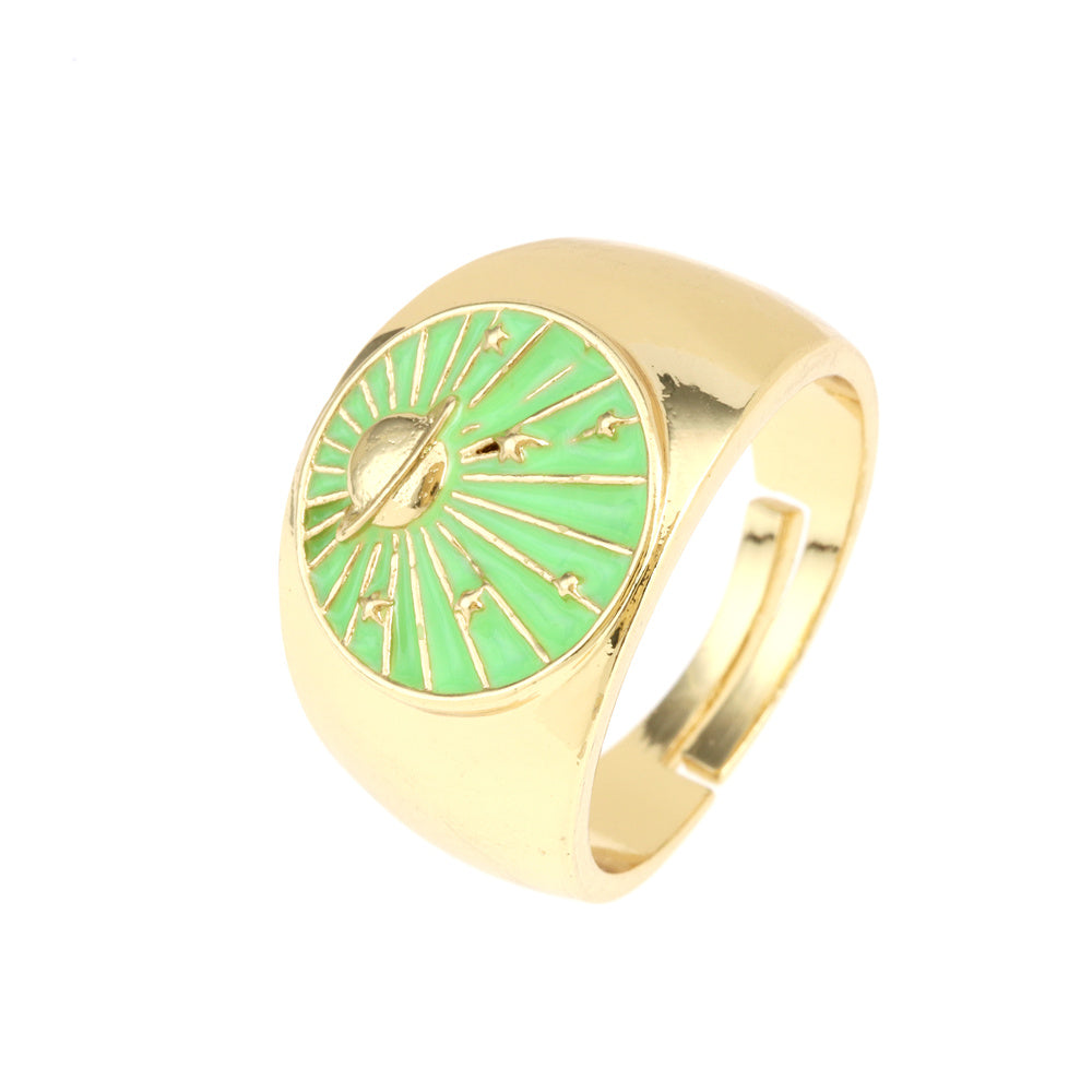 Wholesale IG Style Simple Style Commute Galaxy Copper Enamel 18K Gold Plated Open Rings