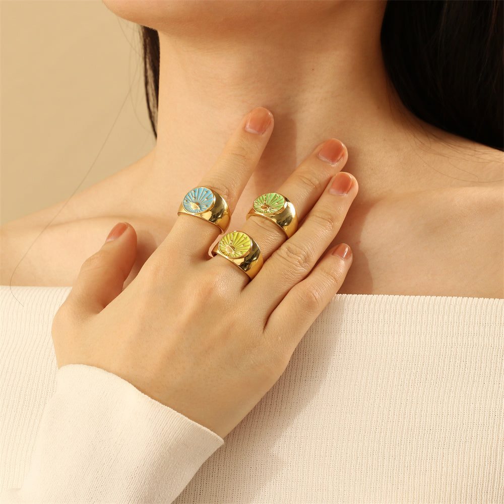 Wholesale IG Style Simple Style Commute Galaxy Copper Enamel 18K Gold Plated Open Rings