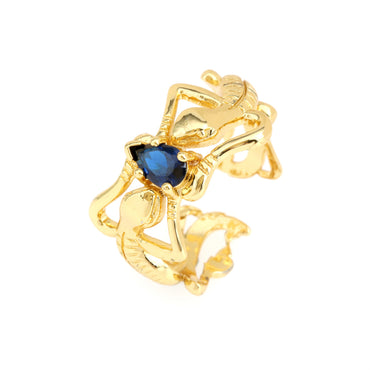 Wholesale IG Style Ethnic Style Commute Animal Water Droplets Copper Inlay 18K Gold Plated Zircon Open Rings