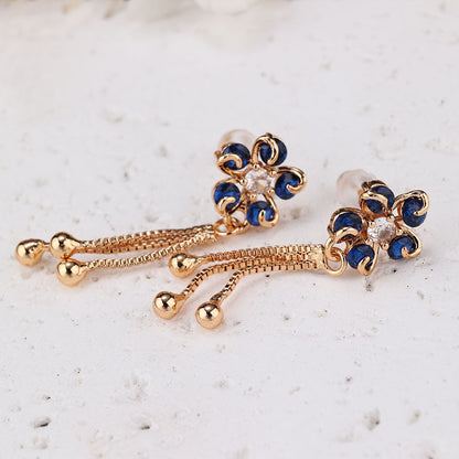 1 Pair IG Style Modern Style Classic Style Flower Inlay Brass Zircon Drop Earrings