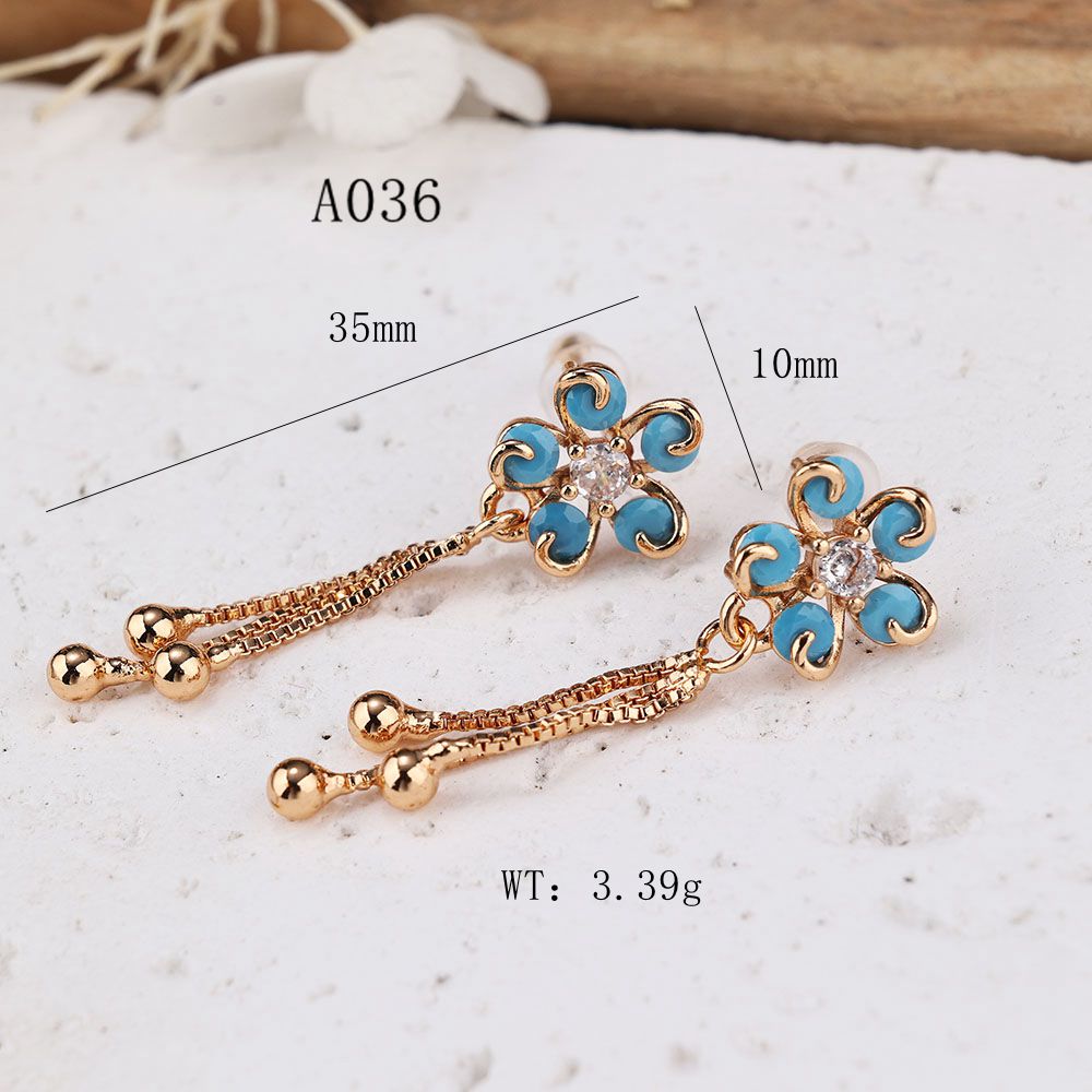 1 Pair IG Style Modern Style Classic Style Flower Inlay Brass Zircon Drop Earrings