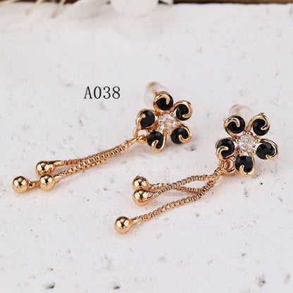 1 Pair IG Style Modern Style Classic Style Flower Inlay Brass Zircon Drop Earrings