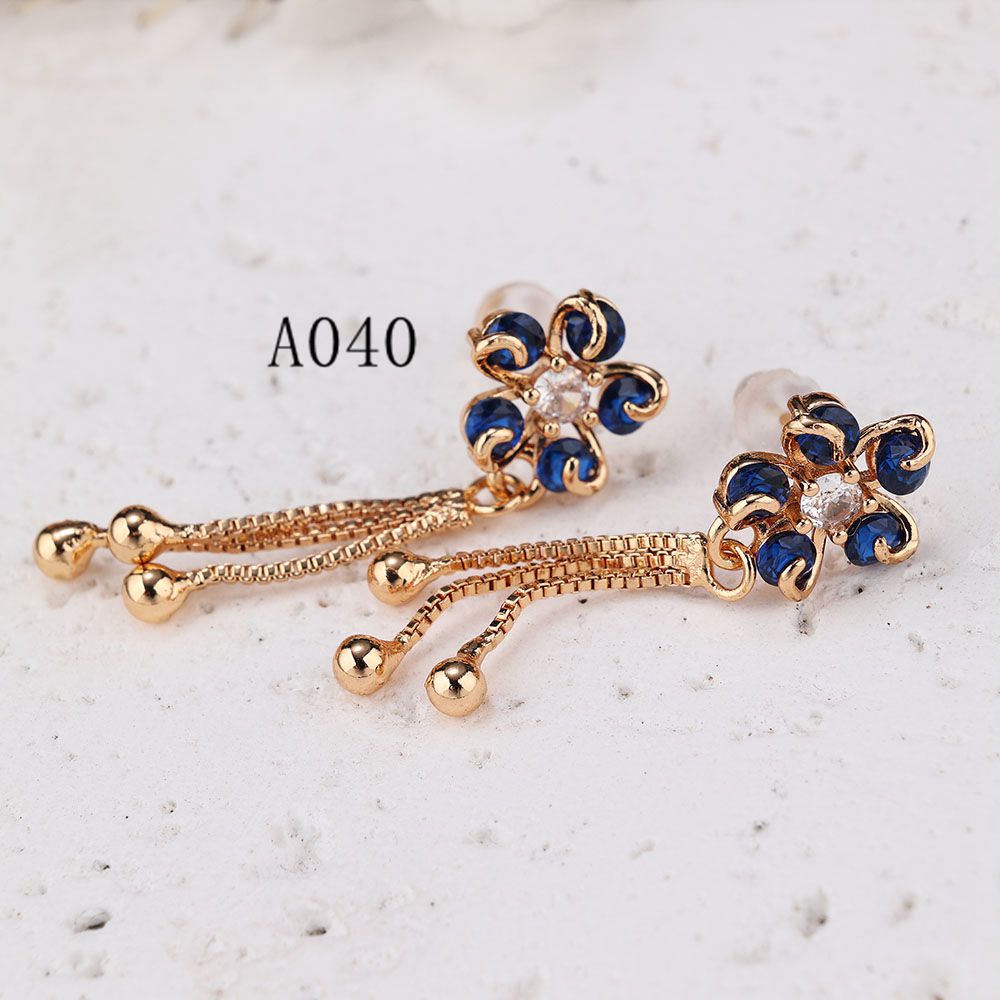 1 Pair IG Style Modern Style Classic Style Flower Inlay Brass Zircon Drop Earrings