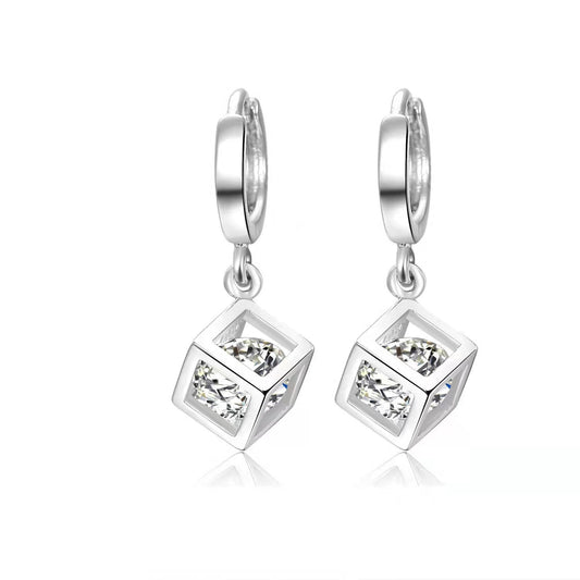 1 Pair Glam Luxurious Solid Color Inlay Sterling Silver Zircon Drop Earrings