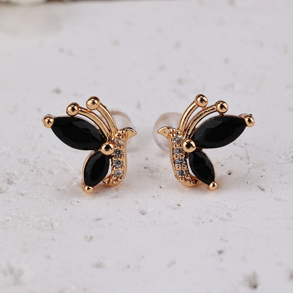 1 Pair Cute Lady Sweet Butterfly Inlay Copper Zircon Ear Studs