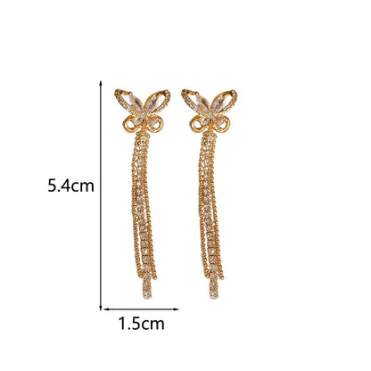 1 Pair IG Style Modern Style Classic Style Butterfly Inlay Copper Zircon Drop Earrings