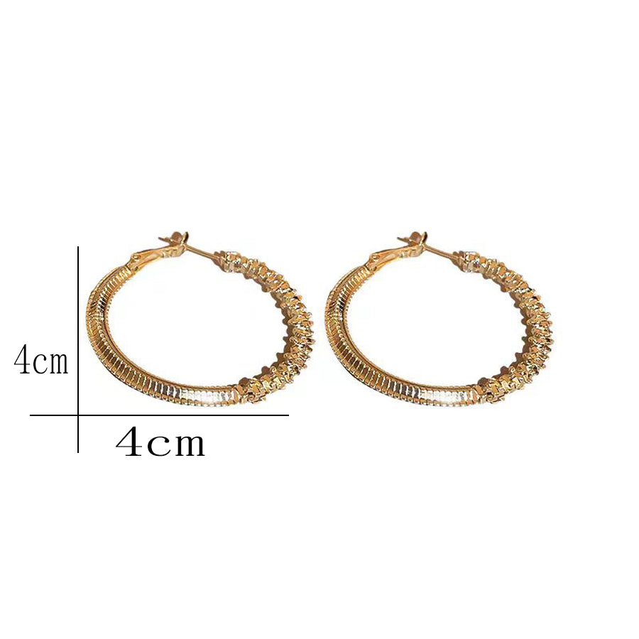 1 Pair Elegant Simple Style Solid Color Plating 304 Stainless Steel Hoop Earrings
