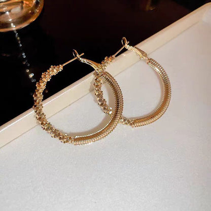 1 Pair Elegant Simple Style Solid Color Plating 304 Stainless Steel Hoop Earrings