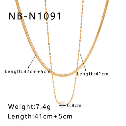 304 Stainless Steel 18K Gold Plated Luxurious Romantic Plating Solid Color Layered Necklaces