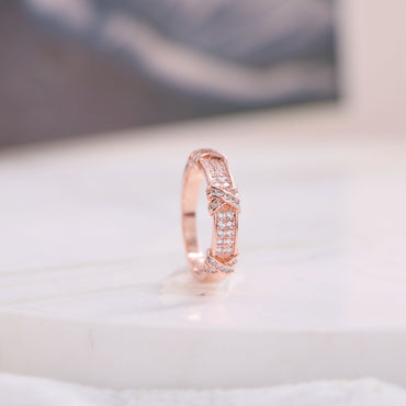 Wholesale Basic Lady Classic Style Geometric Copper Inlay Zircon Rings