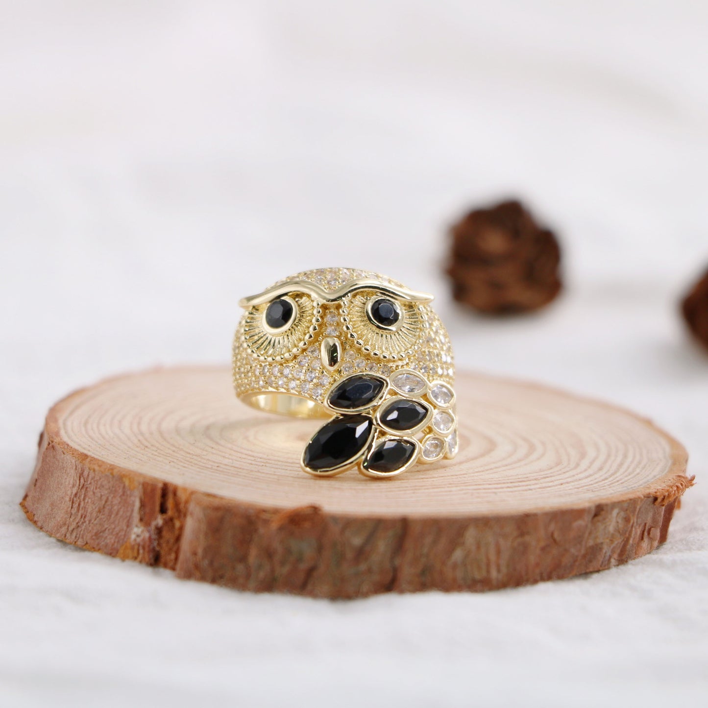 Wholesale IG Style Cartoon Style Cute Owl Copper Inlay Zircon Rings