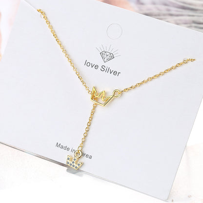 Copper Basic Modern Style Simple Style Inlay Crown Rhinestones Pendant Necklace