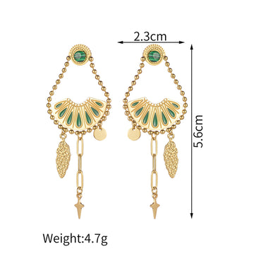 1 Pair Elegant Retro Sector Plating Steel 18K Gold Plated Drop Earrings