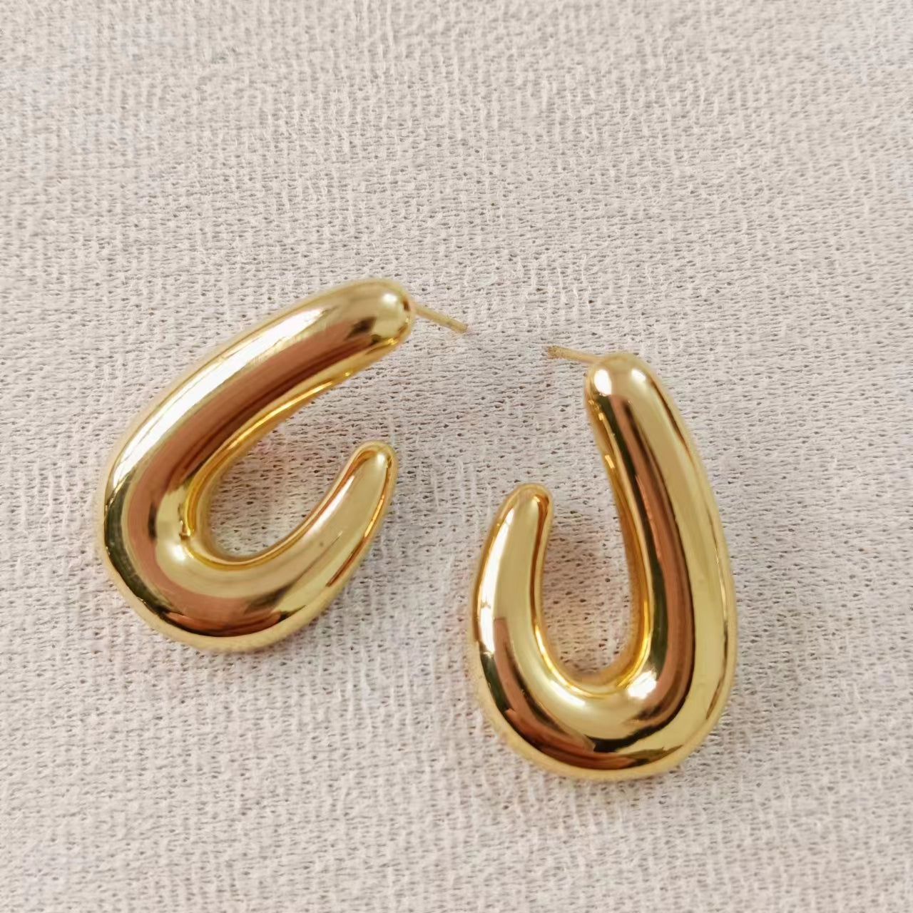 1 Pair Vintage Style U Shape 304 Stainless Steel 18K Gold Plated Ear Studs