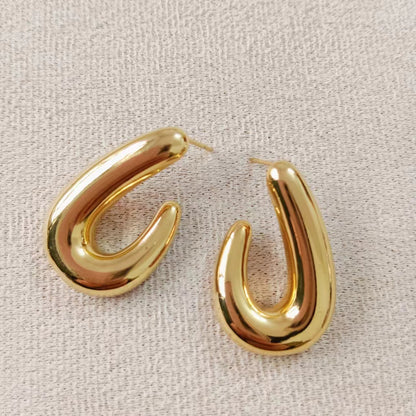 1 Pair Vintage Style U Shape 304 Stainless Steel 18K Gold Plated Ear Studs