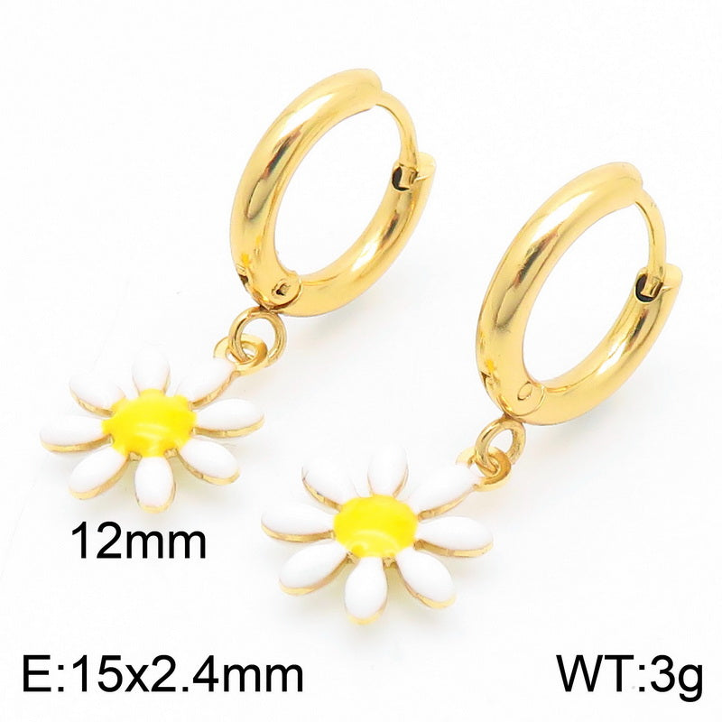 Basic Cross Daisy Stainless Steel Plating Bracelets Necklace