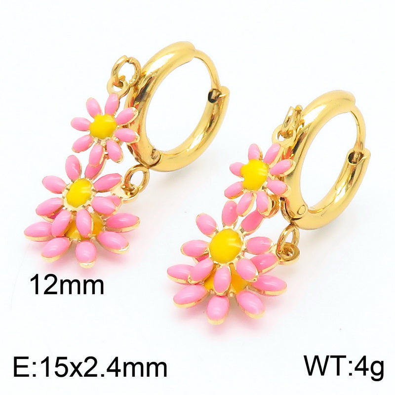 Basic Cross Daisy Stainless Steel Plating Bracelets Necklace