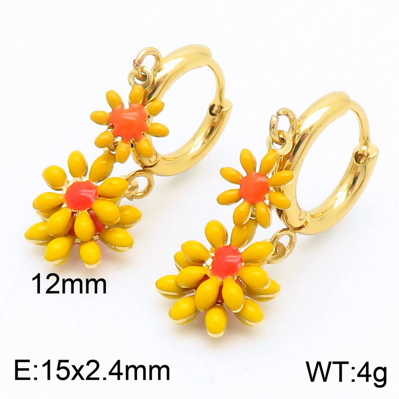 Basic Cross Daisy Stainless Steel Plating Bracelets Necklace