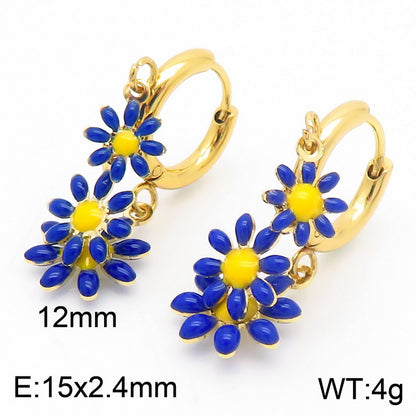 Basic Cross Daisy Stainless Steel Plating Bracelets Necklace