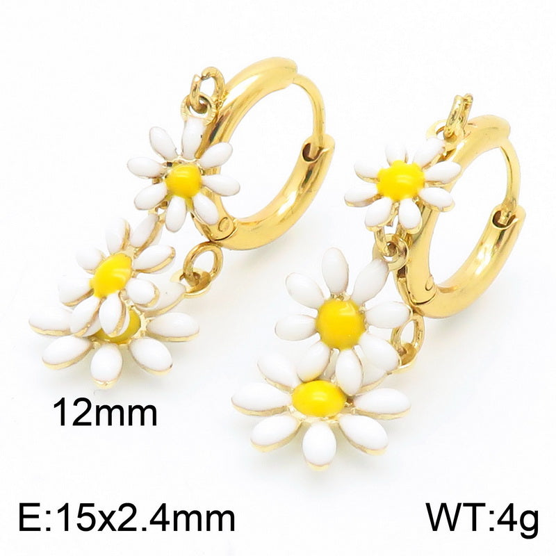 Basic Cross Daisy Stainless Steel Plating Bracelets Necklace