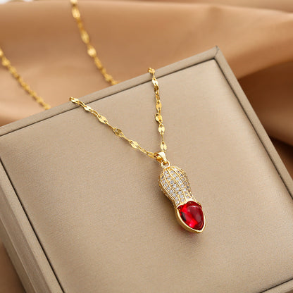 304 Stainless Steel Copper 18K Gold Plated Glam Simple Style Plating Inlay Solid Color Acrylic Glass Zircon Pendant Necklace