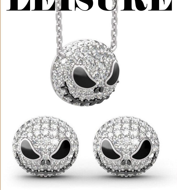Fashion Skull Alloy Rhinestones Women's Earrings Necklace