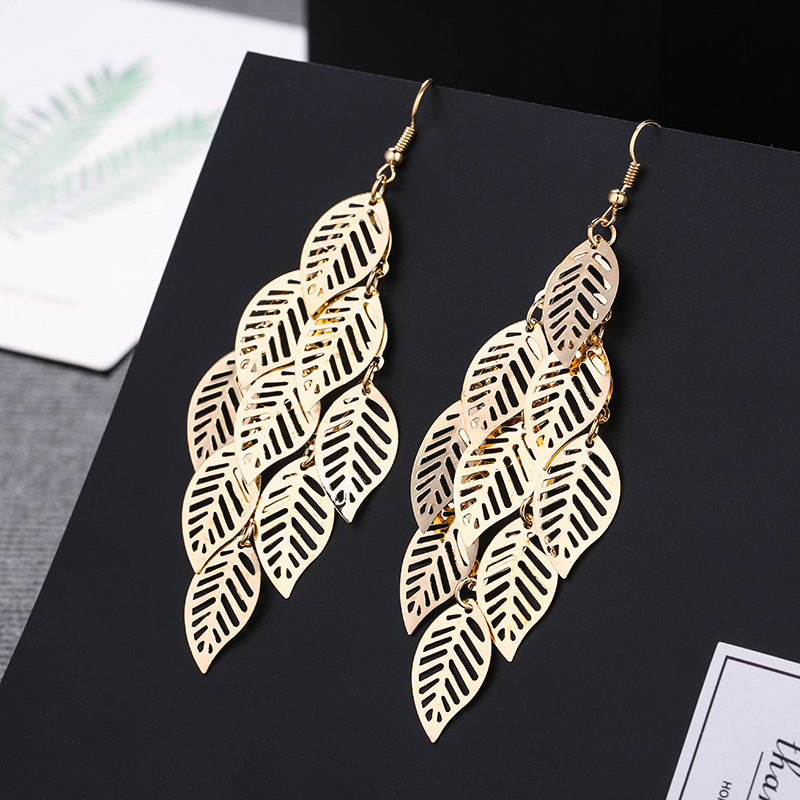 Fashion Leaf Metal Plating Women's Drop Earrings 1 Pair