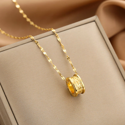 304 Stainless Steel Copper 18K Gold Plated Glam Simple Style Plating Inlay Solid Color Acrylic Glass Zircon Pendant Necklace