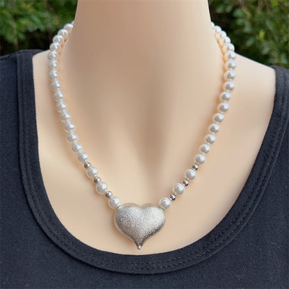 Simple Style Classic Style Heart Shape Artificial Pearl Plastic Copper Beaded 18K Gold Plated Women's Necklace