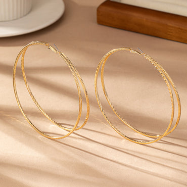 1 Pair Simple Style Classic Style Circle Round Plating Alloy 14K Gold Plated Hoop Earrings Earrings