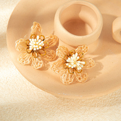 1 Pair Casual Tropical Flower Plating Hollow Out 304 Stainless Steel Gold Plated Ear Studs