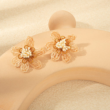 1 Pair Casual Tropical Flower Plating Hollow Out 304 Stainless Steel Gold Plated Ear Studs