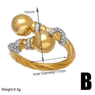Wholesale Modern Style Simple Style Geometric Copper Inlay 18K Gold Plated Zircon Open Rings