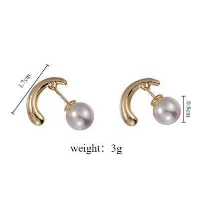 1 Pair Vintage Style Simple Style Classic Style Round Inlay Alloy Artificial Pearls Ear Studs