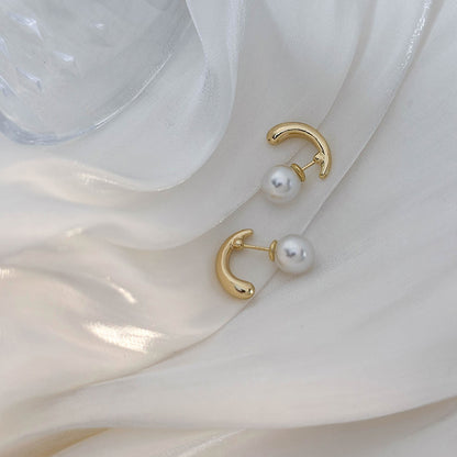 1 Pair Vintage Style Simple Style Classic Style Round Inlay Alloy Artificial Pearls Ear Studs