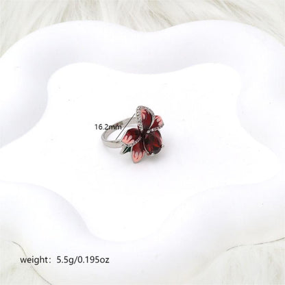 Wholesale Basic Lady Modern Style Flower Copper Enamel Inlay Zircon Rings