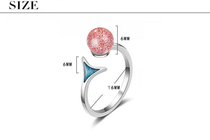 Wholesale Simple Style Classic Style Fish Tail Copper Inlay Strawberry Quartz Rings