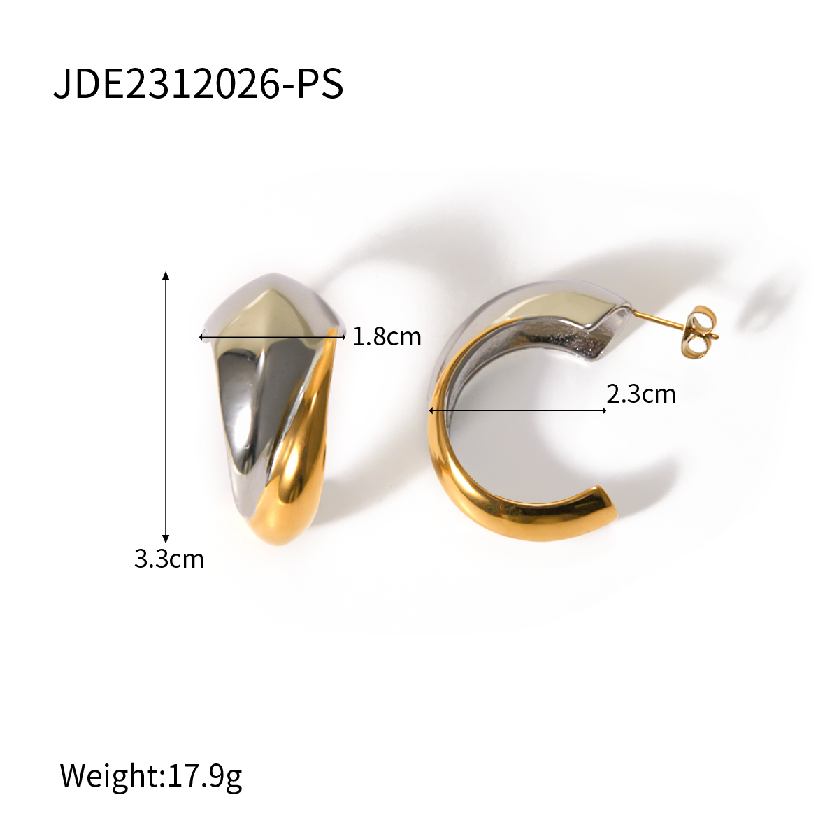 1 Pair IG Style Streetwear C Shape 304 Stainless Steel 18K Gold Plated Ear Studs