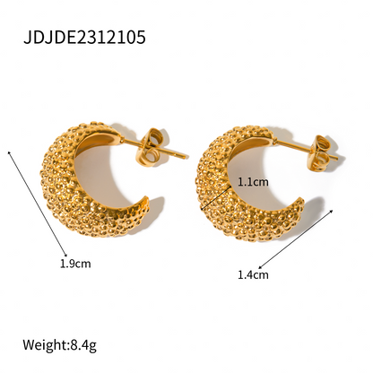 1 Pair IG Style Simple Style C Shape 304 Stainless Steel 18K Gold Plated Earrings