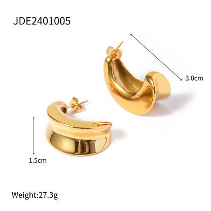 1 Pair IG Style C Shape 316 Stainless Steel  18K Gold Plated Ear Studs