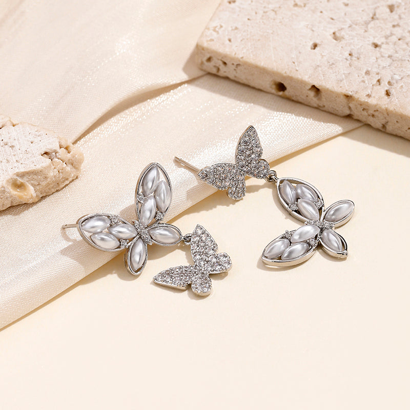 1 Pair IG Style Y2K Classic Style Butterfly Inlay Copper Zircon Drop Earrings