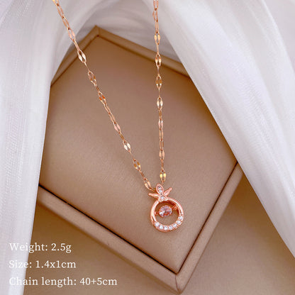 304 Stainless Steel Copper IG Style Princess Inlay Geometric Rhinestones Pendant Necklace