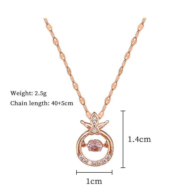 304 Stainless Steel Copper IG Style Princess Inlay Geometric Rhinestones Pendant Necklace