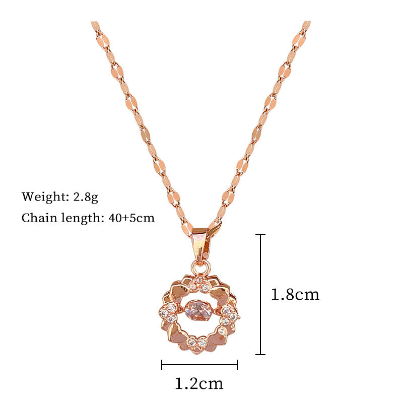 304 Stainless Steel Copper Princess Simple Style Inlay Heart Shape Rhinestones Pendant Necklace