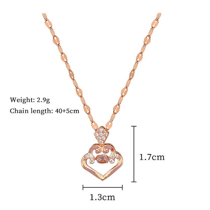 304 Stainless Steel Copper IG Style Simple Style Inlay Geometric Rhinestones Pendant Necklace