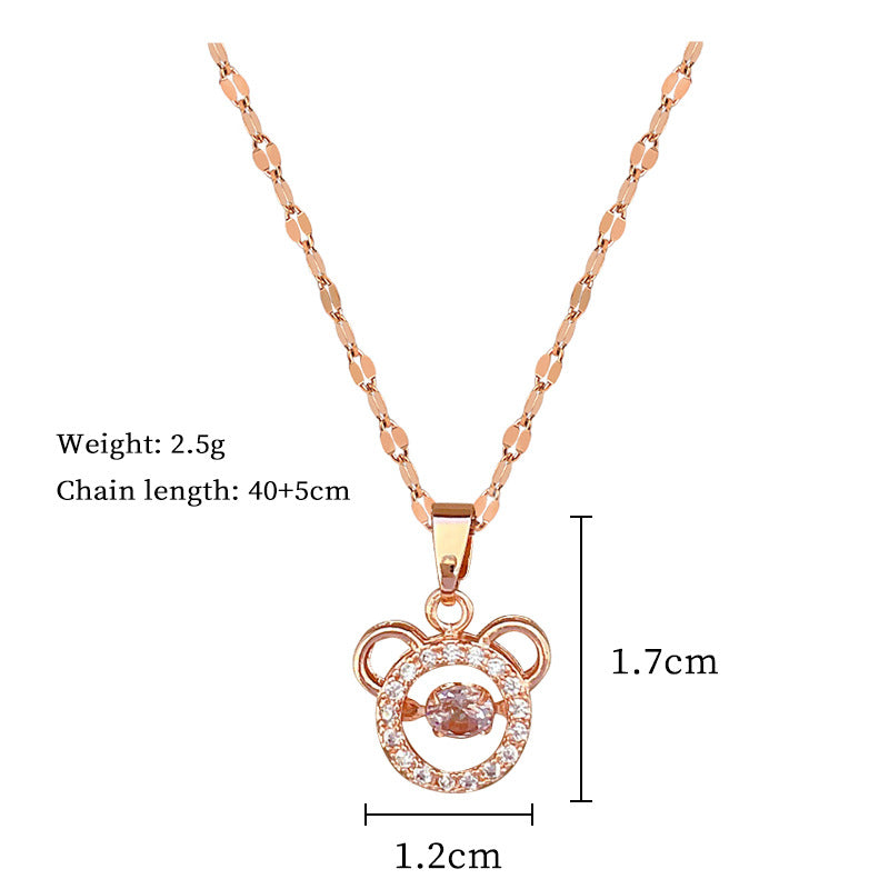 304 Stainless Steel Copper IG Style Cute Inlay Round Rhinestones Pendant Necklace