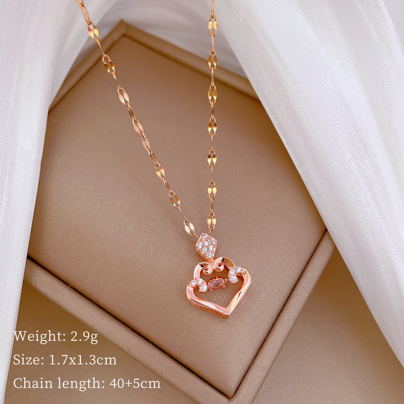 304 Stainless Steel Copper IG Style Simple Style Inlay Geometric Rhinestones Pendant Necklace