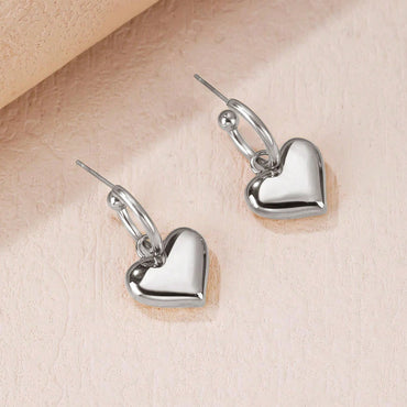 1 Pair Sweet Simple Style Heart Shape Polishing 304 Stainless Steel K Gold Plated Drop Earrings